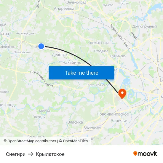Снегири to Крылатское map
