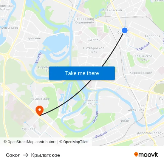 Сокол to Крылатское map