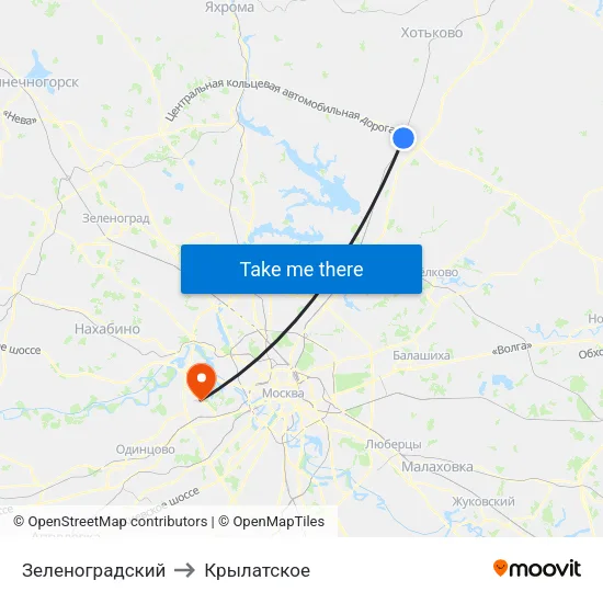 Зеленоградский to Крылатское map