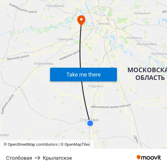 Столбовая to Крылатское map