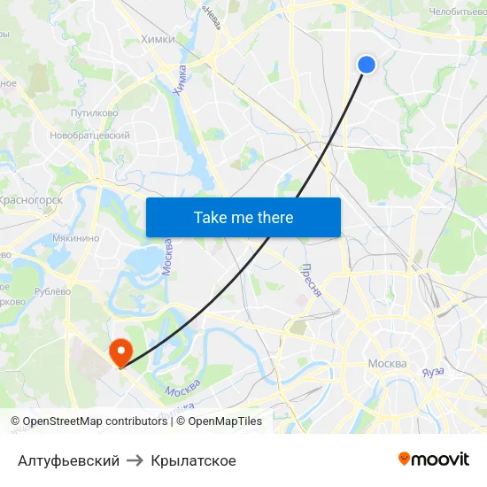 Алтуфьевский to Крылатское map