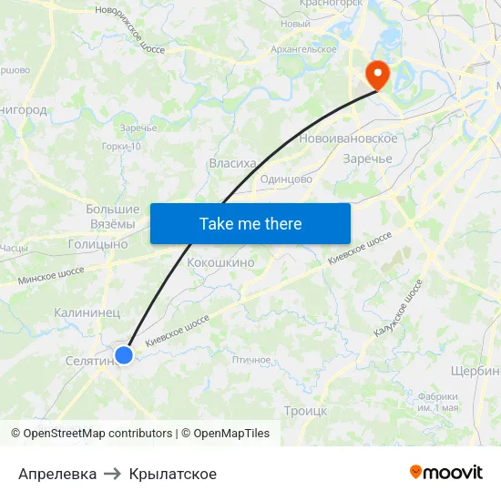 Апрелевка to Крылатское map
