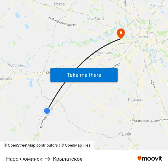 Наро-Фоминск to Крылатское map