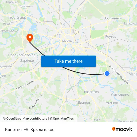 Капотня to Крылатское map
