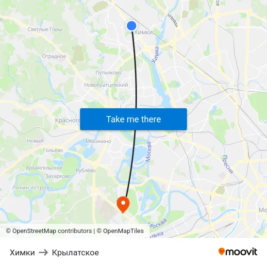 Химки to Крылатское map