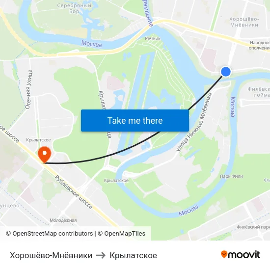 Хорошёво-Мнёвники to Крылатское map