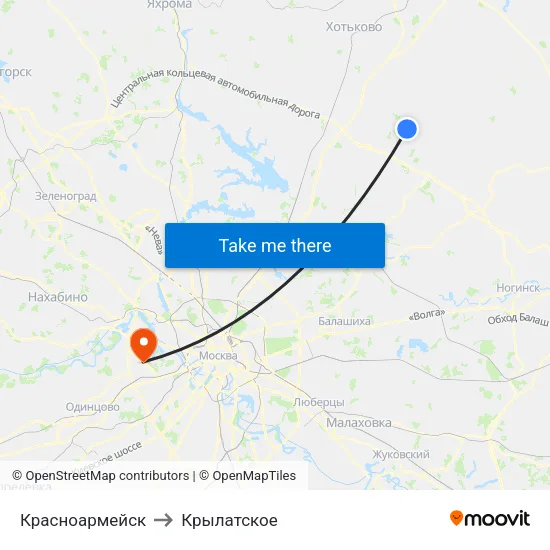 Красноармейск to Крылатское map