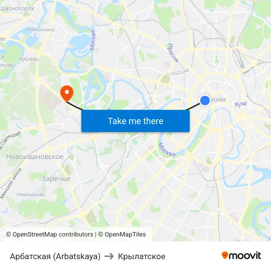 Арбатская (Arbatskaya) to Крылатское map