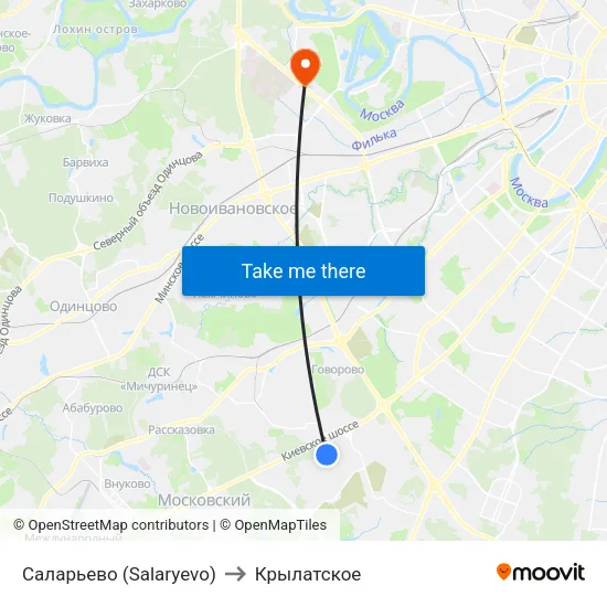 Саларьево (Salaryevo) to Крылатское map