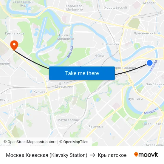 Москва Киевская (Kievsky Station) to Крылатское map