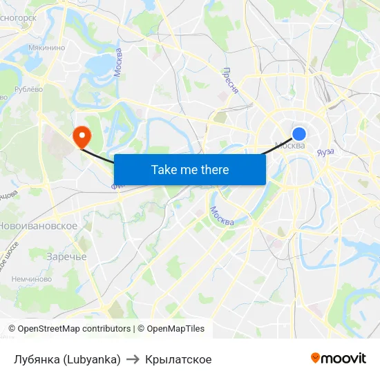 Лубянка (Lubyanka) to Крылатское map