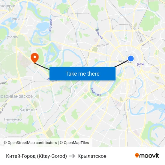 Китай-Город (Kitay-Gorod) to Крылатское map