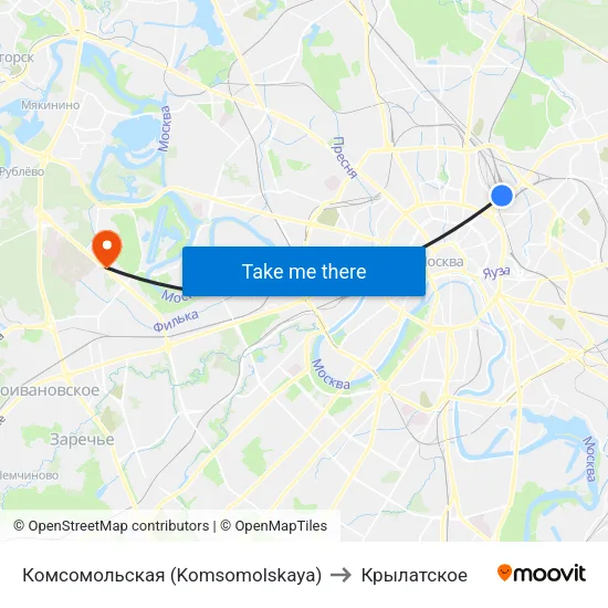 Комсомольская (Komsomolskaya) to Крылатское map