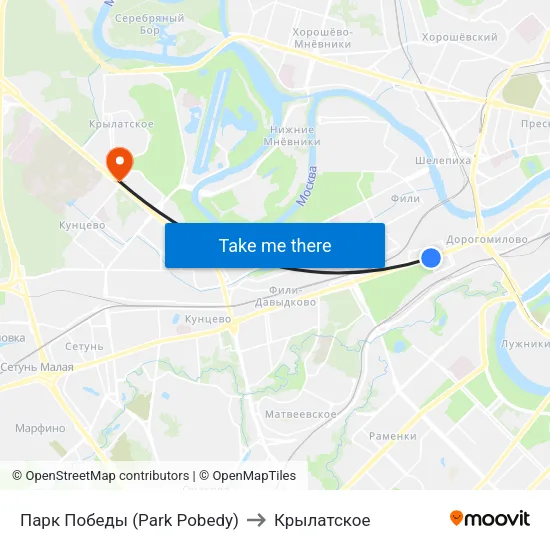 Парк Победы (Park Pobedy) to Крылатское map