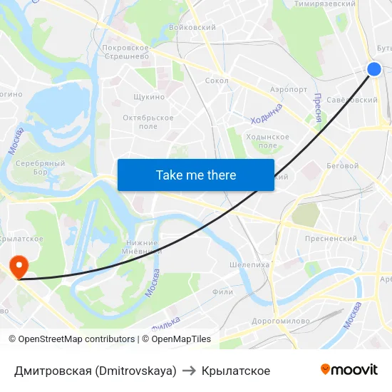 Дмитровская (Dmitrovskaya) to Крылатское map