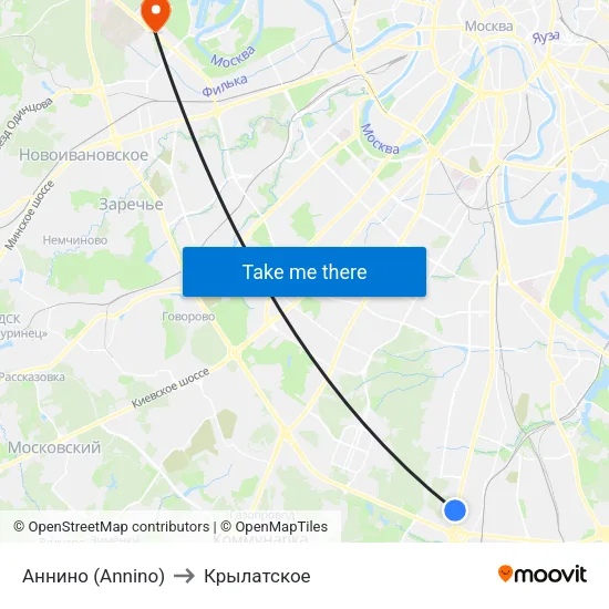 Аннино (Annino) to Крылатское map
