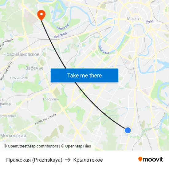 Пражская (Prazhskaya) to Крылатское map