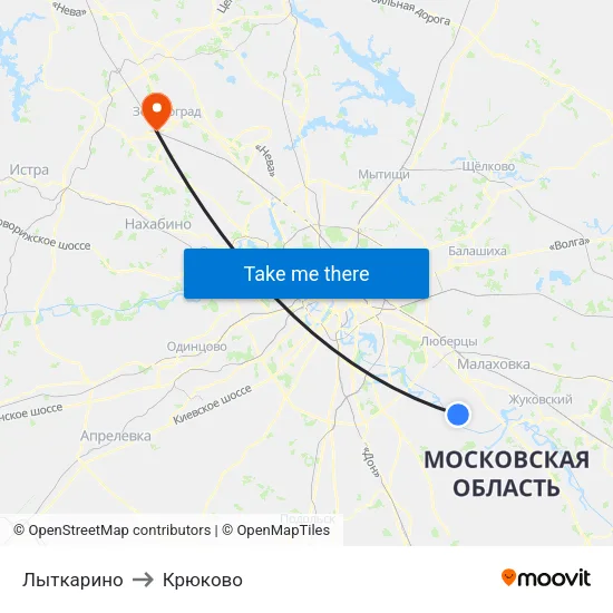 Лыткарино to Крюково map