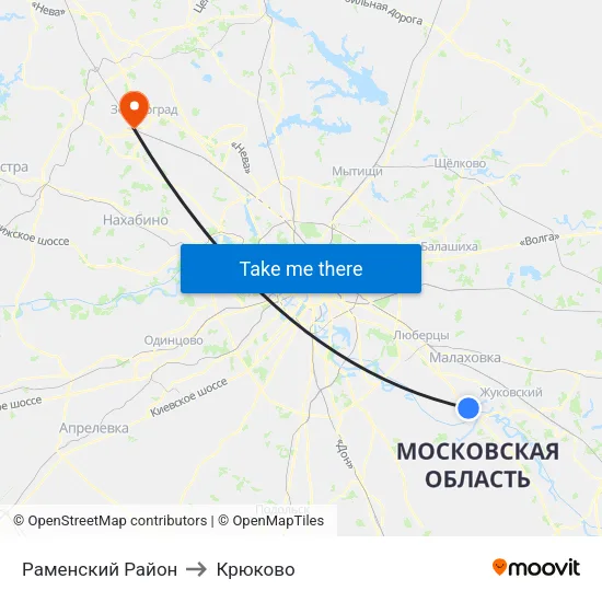 Раменский Район to Крюково map