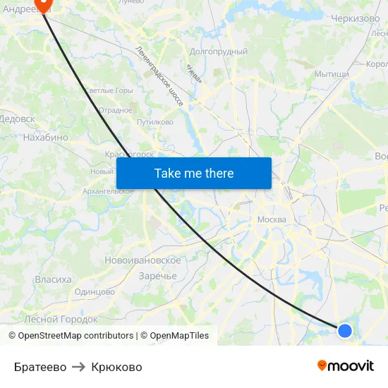 Братеево to Крюково map
