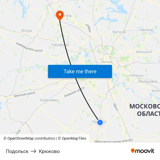 Подольск to Крюково map