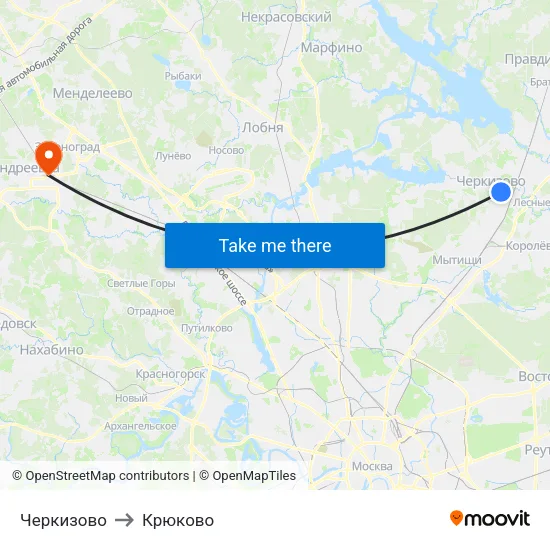 Черкизово to Крюково map