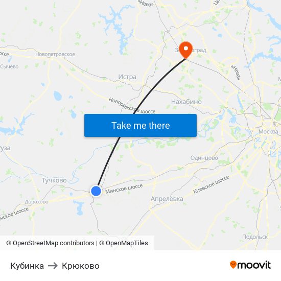 Кубинка to Крюково map