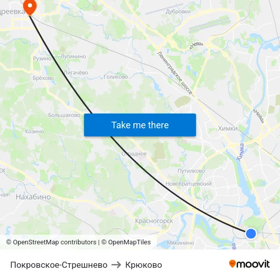 Покровское-Стрешнево to Крюково map