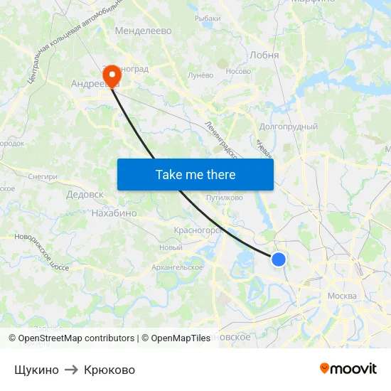 Щукино to Крюково map