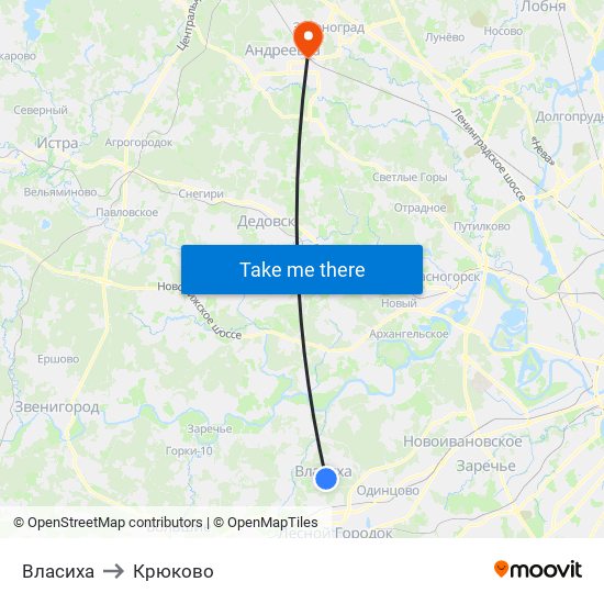 Власиха to Крюково map