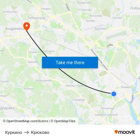 Куркино to Крюково map