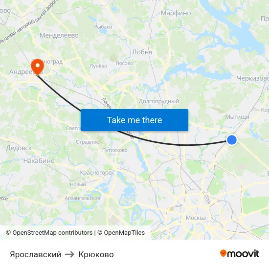 Ярославский to Крюково map