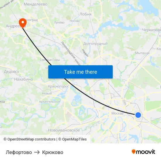 Лефортово to Крюково map