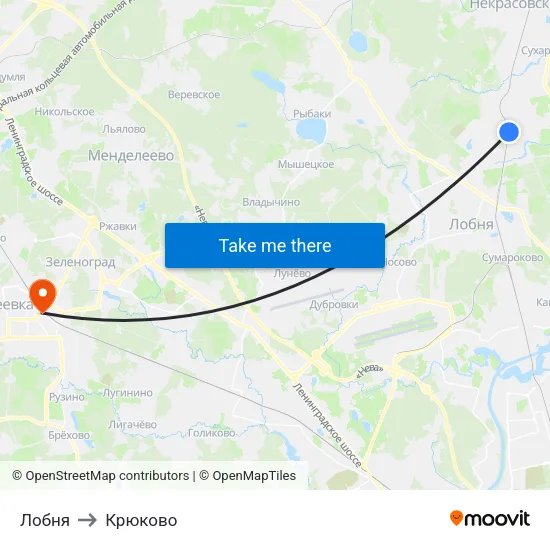 Лобня to Крюково map