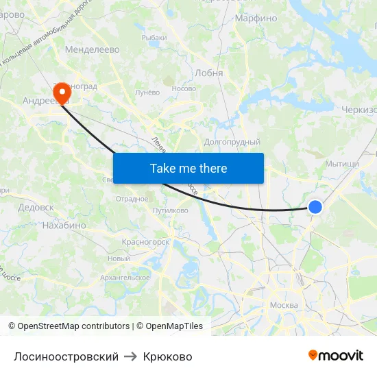 Лосиноостровский to Крюково map