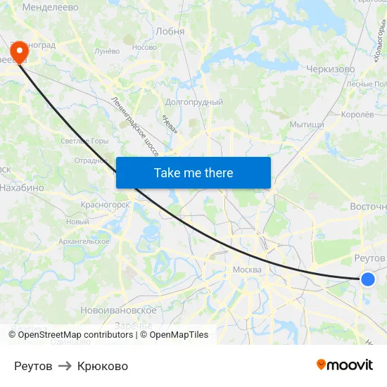 Реутов to Крюково map