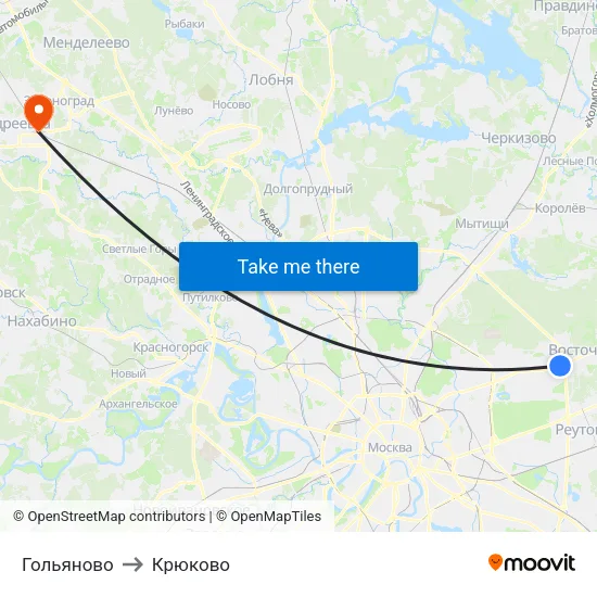 Гольяново to Крюково map