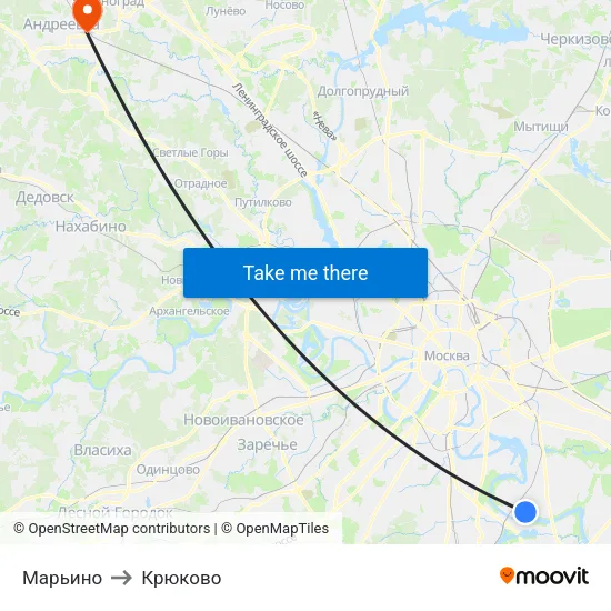 Марьино to Крюково map