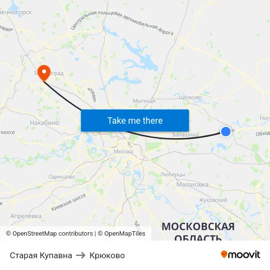Старая Купавна to Крюково map