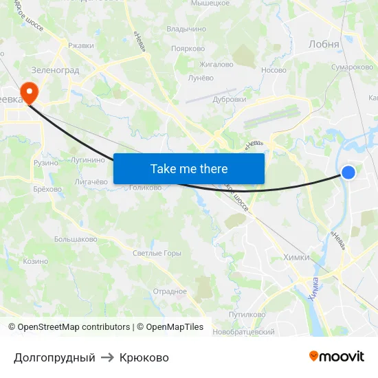 Долгопрудный to Крюково map