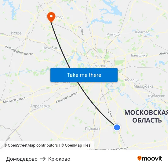 Домодедово to Крюково map