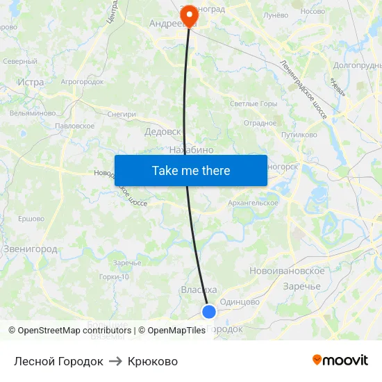 Лесной Городок to Крюково map