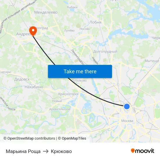 Марьина Роща to Крюково map