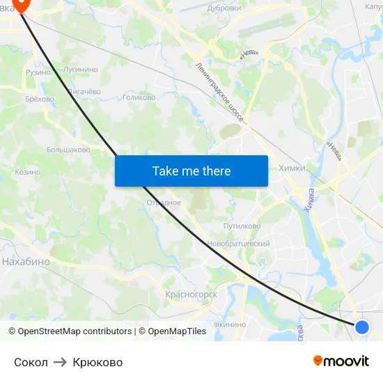 Сокол to Крюково map