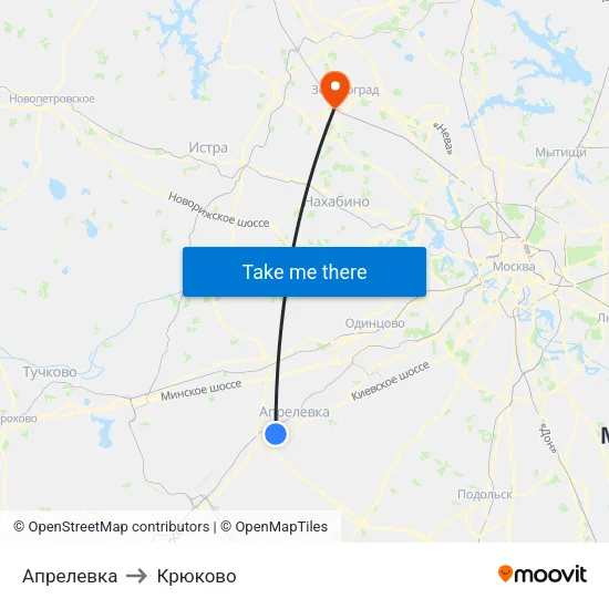 Апрелевка to Крюково map
