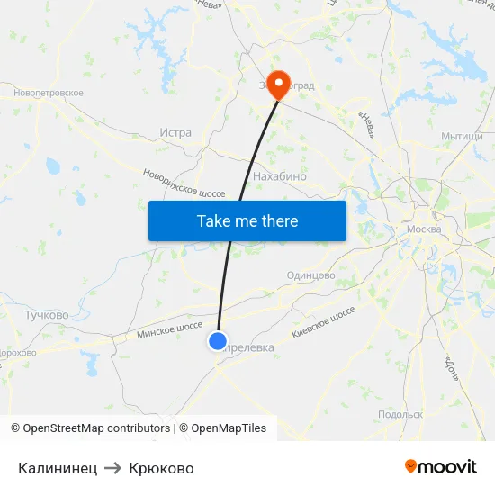 Калининец to Крюково map
