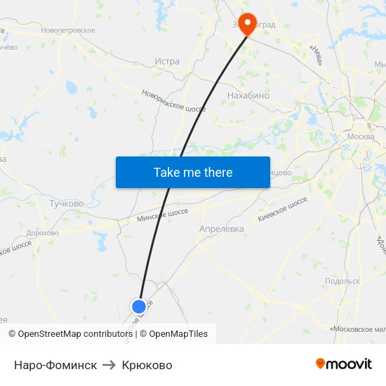 Наро-Фоминск to Крюково map