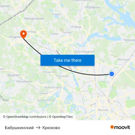 Бабушкинский to Крюково map