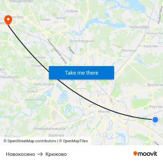 Новокосино to Крюково map