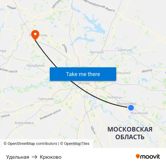 Удельная to Крюково map